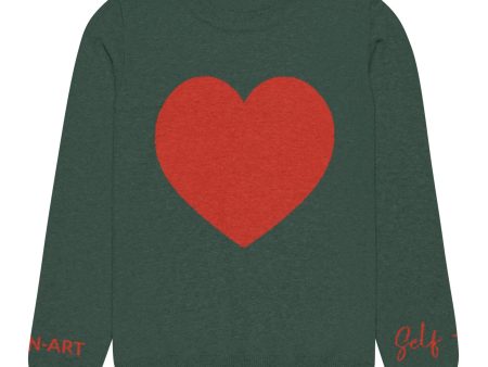 Heart - Knitted crew neck sweater PINE Online now