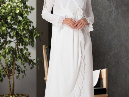 Shopymommy 5522 Guipure Double Breasted Maternity & Nursing Nightgown Online