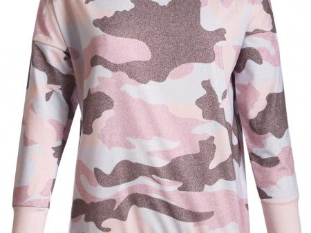 Fashion Dusty Pink Digital Camo Print Sweatshirt For Discount