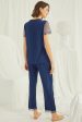 Shopymommy 19298 Lace Maternity & Nursing Pajamas Navy Blue Hot on Sale