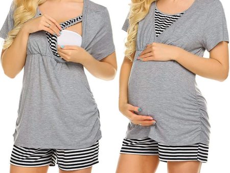 Women maternity breastfeeding nursing Short Sleeve Nursing Baby Top Sale