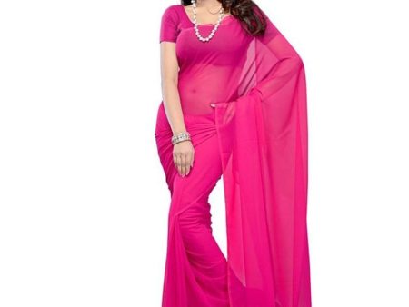 Plain Georgette Saree for Women-Magenta Online now