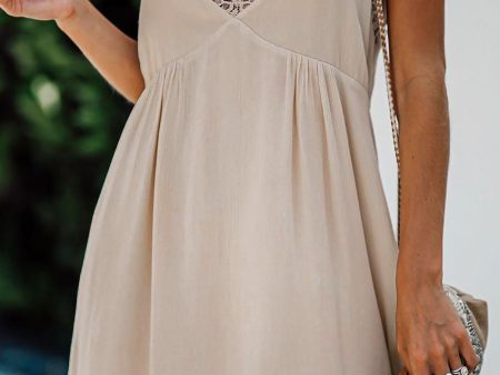 Beige Spaghetti Straps Lace Babydoll Dress Discount