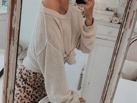 Knitted solid casual o neck sweater jumper Women autumn Online now