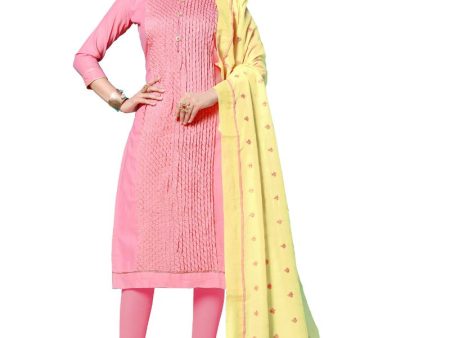 Generic Women s Jam Cotton Salwar Material (Pink, Sale