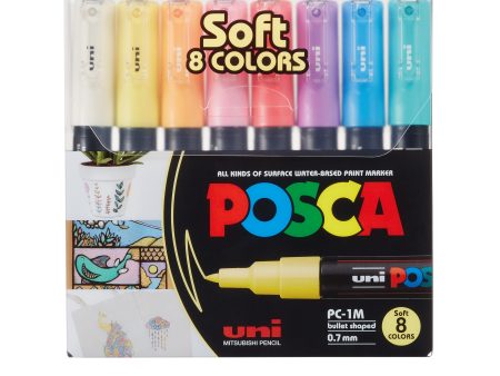 Maalikynä 8 kpl Posca 1M pastellivärit Supply